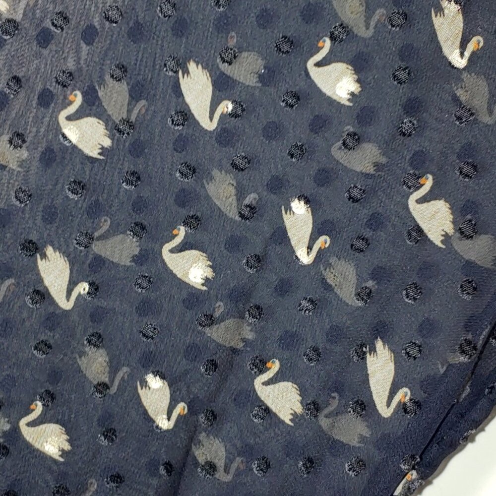RSVP Talbots Fancy Swans Print Long Sleeves Blouse Size XL Black - Picture 5 of 9
